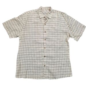 Rommy Bahama Men's 100% Linen Short Sleeve Button Front Shirt Check Plaid Sz XXL
